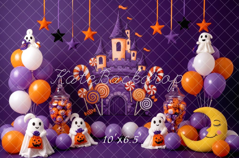 Kate Halloween Castle Ghosts Purple Backdrop Designed by Patty Roberts