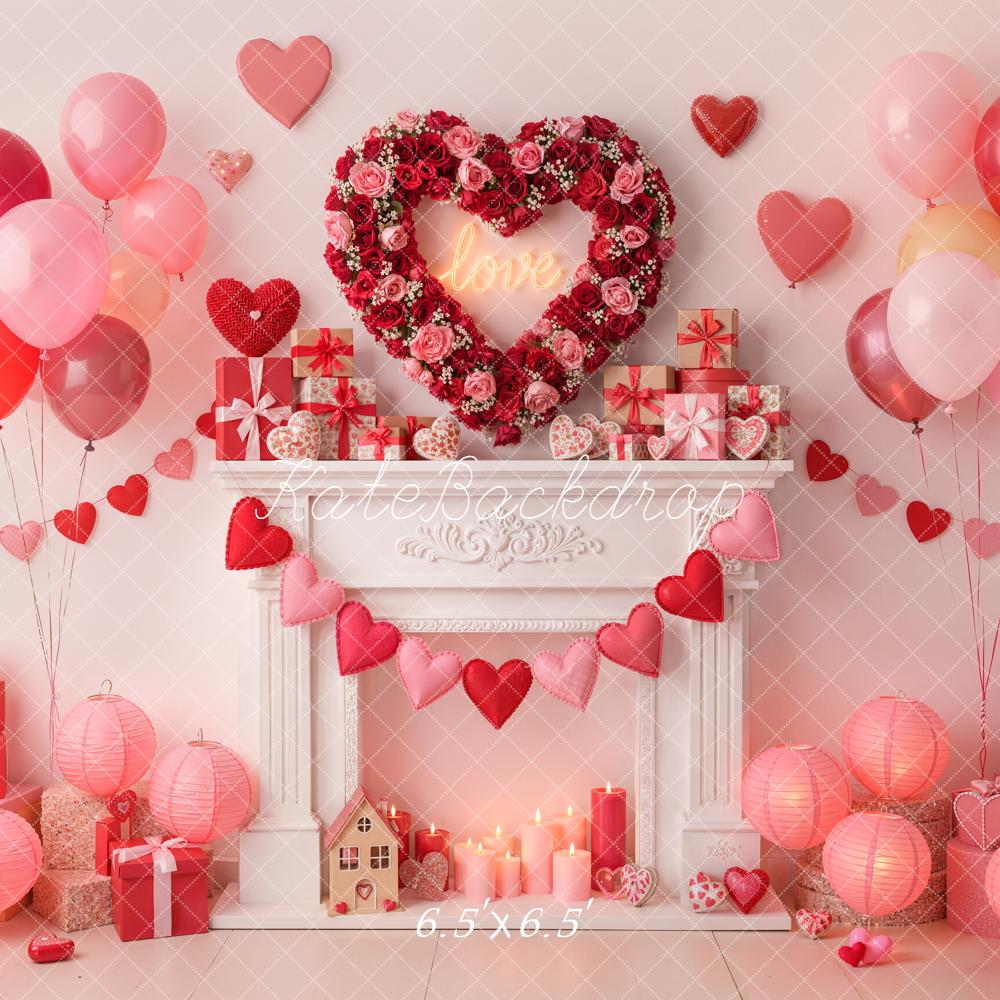 Kate Valentine Heart Balloons Gifts Backdrop Designed by Emetselch - Kate Backdrop AU