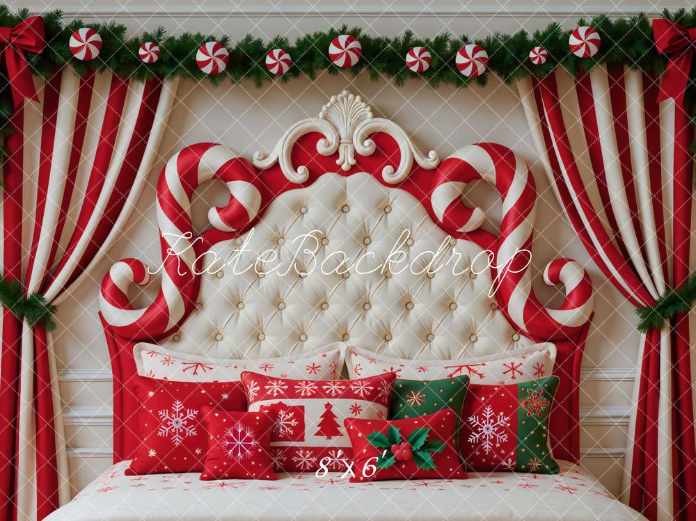 Kate Christmas Striped Curtains Headboard Backdrop Designed by Mini MakeBelieve - Kate Backdrop AU