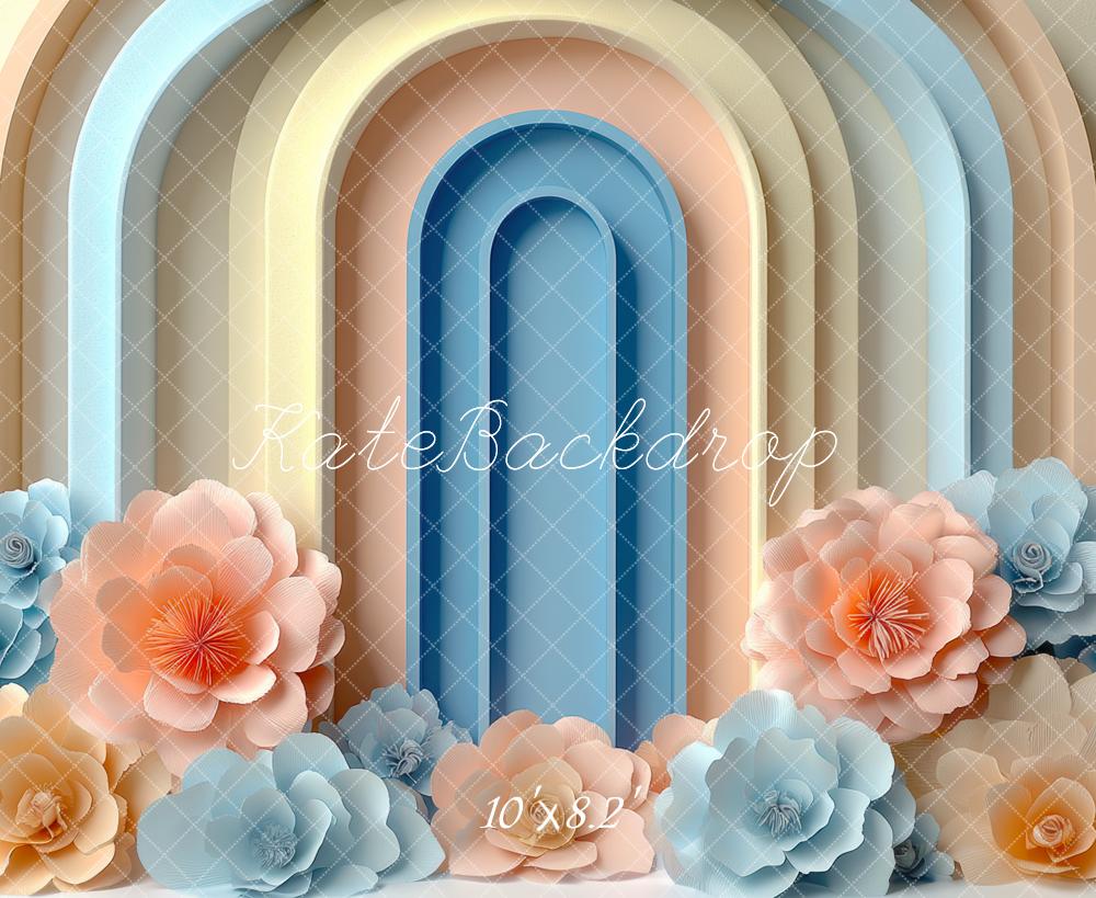 Kate Pastel Arch Layered Flowers Backdrop Designed by Mini MakeBelieve