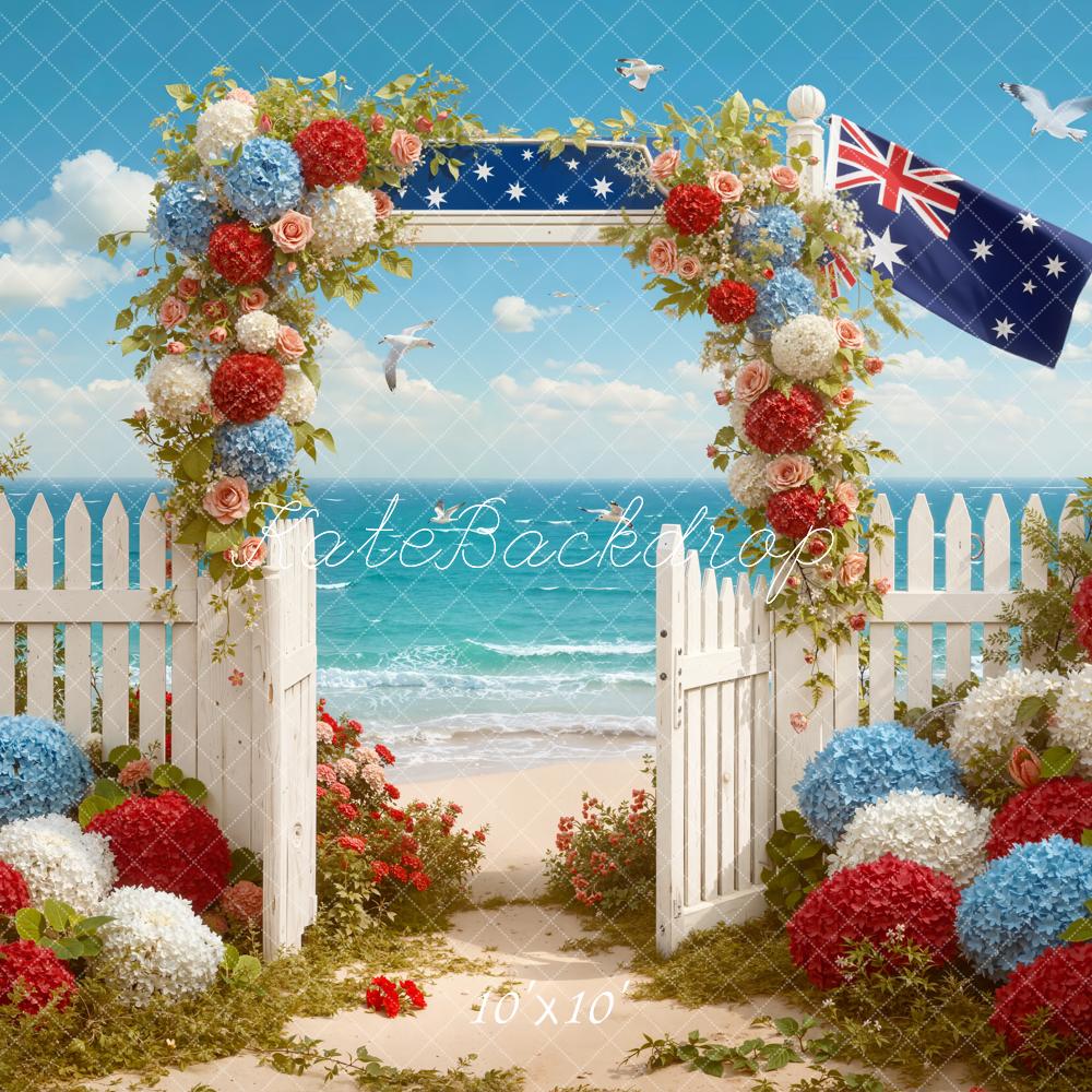 Kate Australia Flower Arch Ocean Gate Backdrop Designed by Emetselch