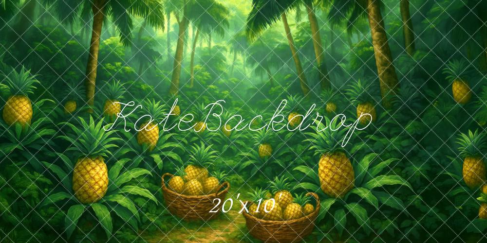 Kate Pineapple Basket Jungle Greenery Backdrop Designed by Megan Leigh - Kate Backdrop AU