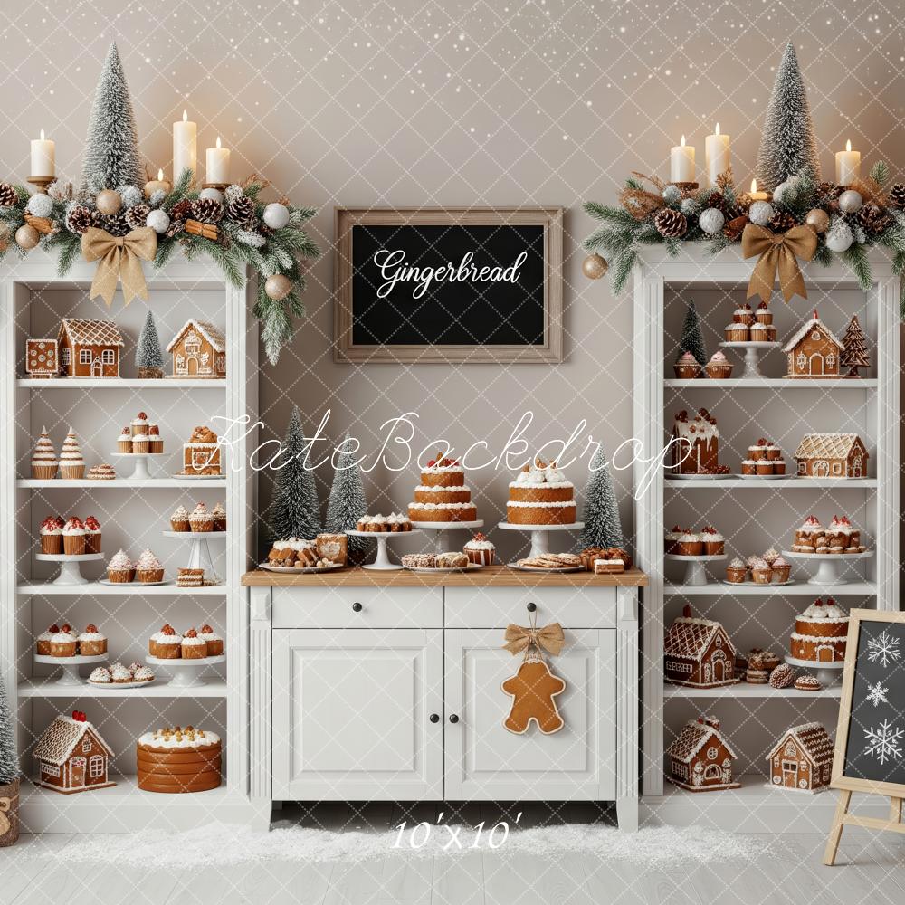 Kate Christmas Gingerbread Dessert White Shelves Backdrop Designed by Patty Roberts