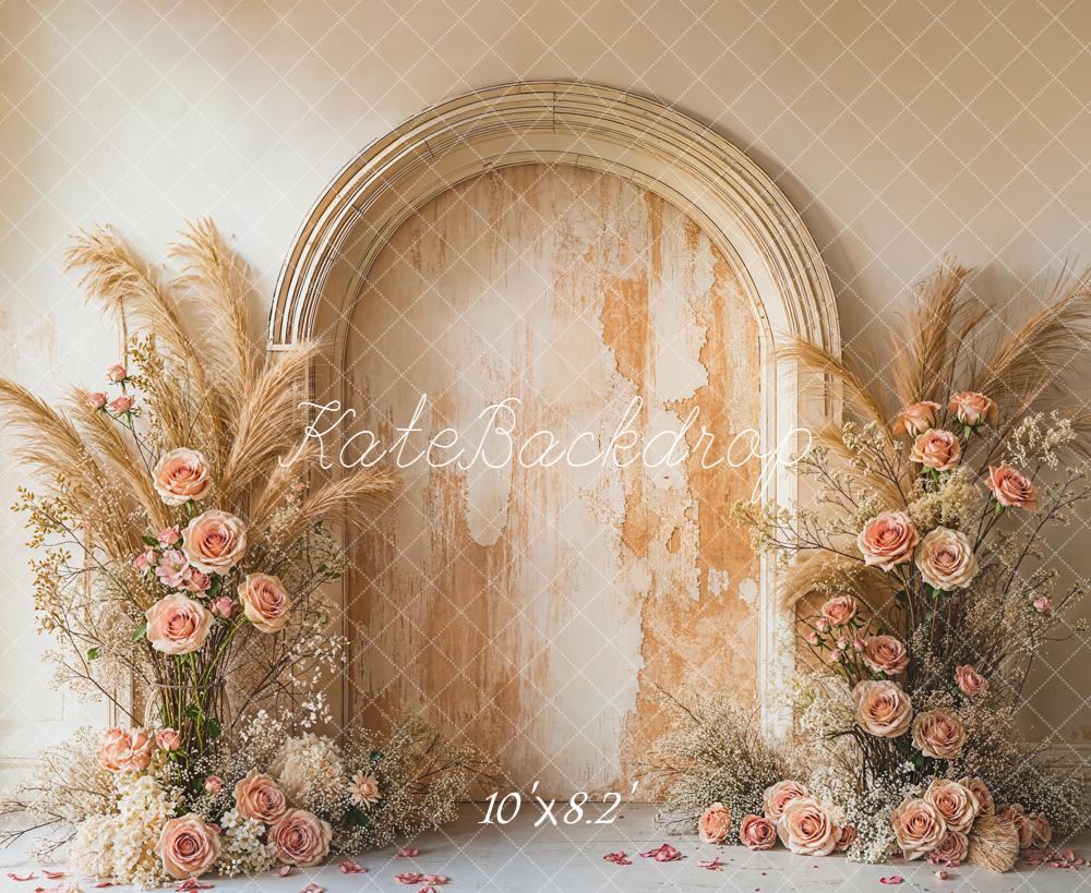 Kate Flower Arch Pampas Grass Fleece Backdrop Designed by Emetselch