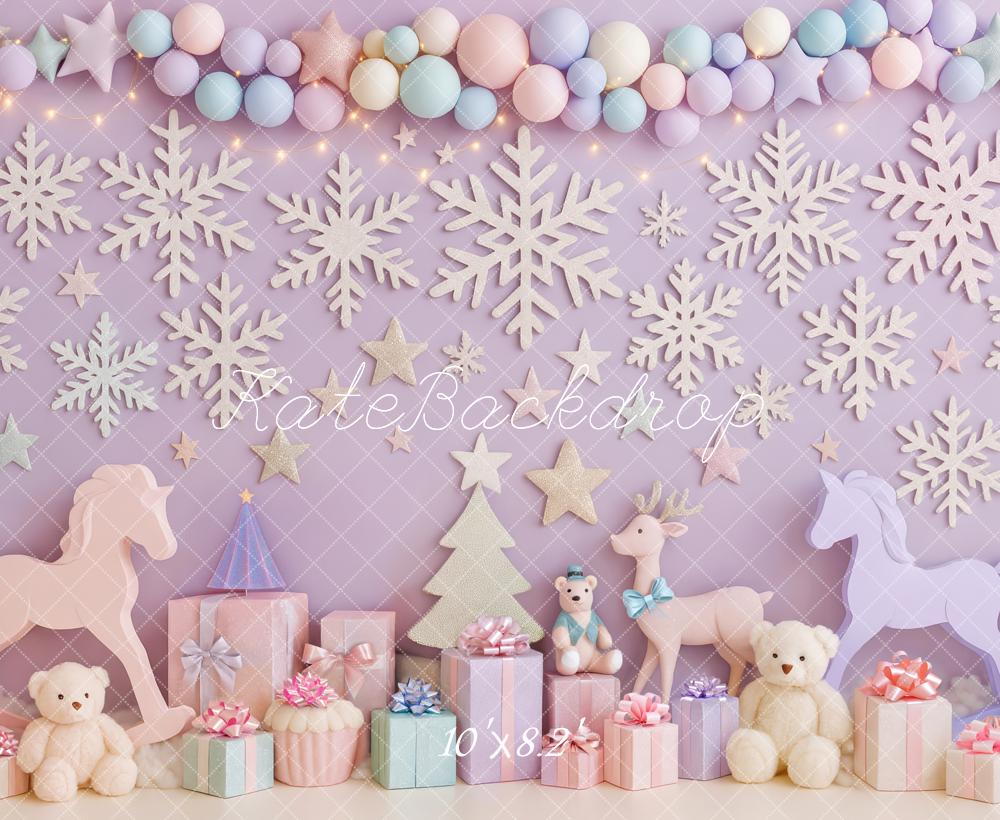 Kate Christmas Snowflakes Toys Gifts Backdrop Designed by Patty Roberts
