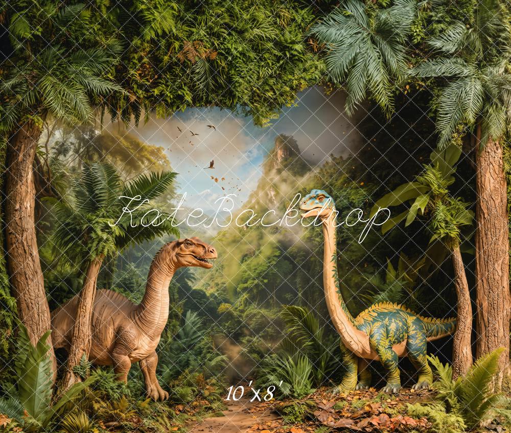 Kate Dinosaur Jungle Trees Fleece Backdrop Designed by Emetselch - Kate Backdrop AU