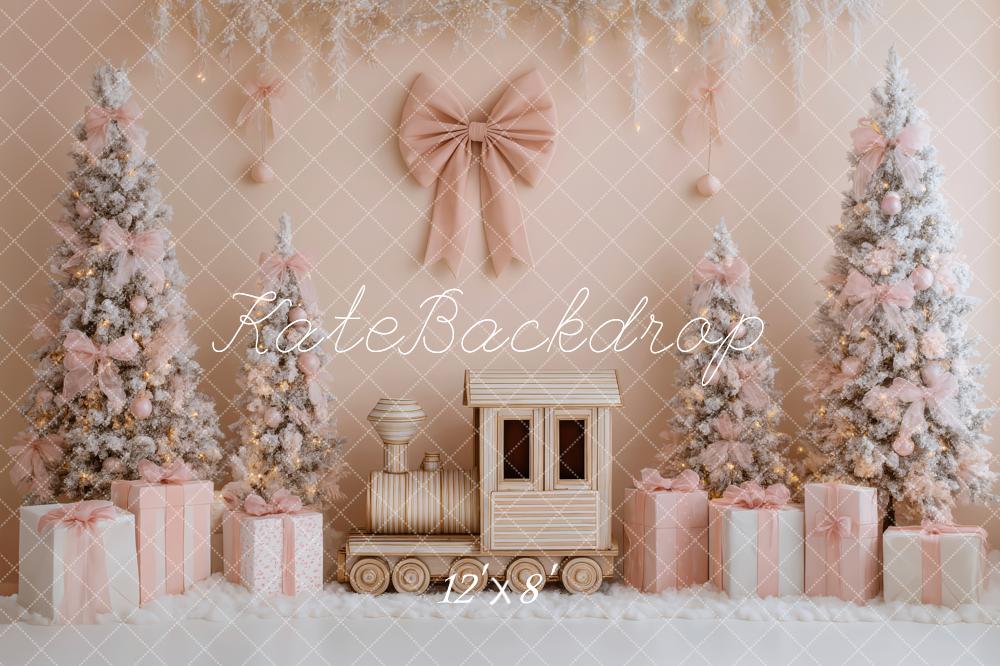Kate Train Christmas Trees Pink Gifts Backdrop Designed by Patty Roberts