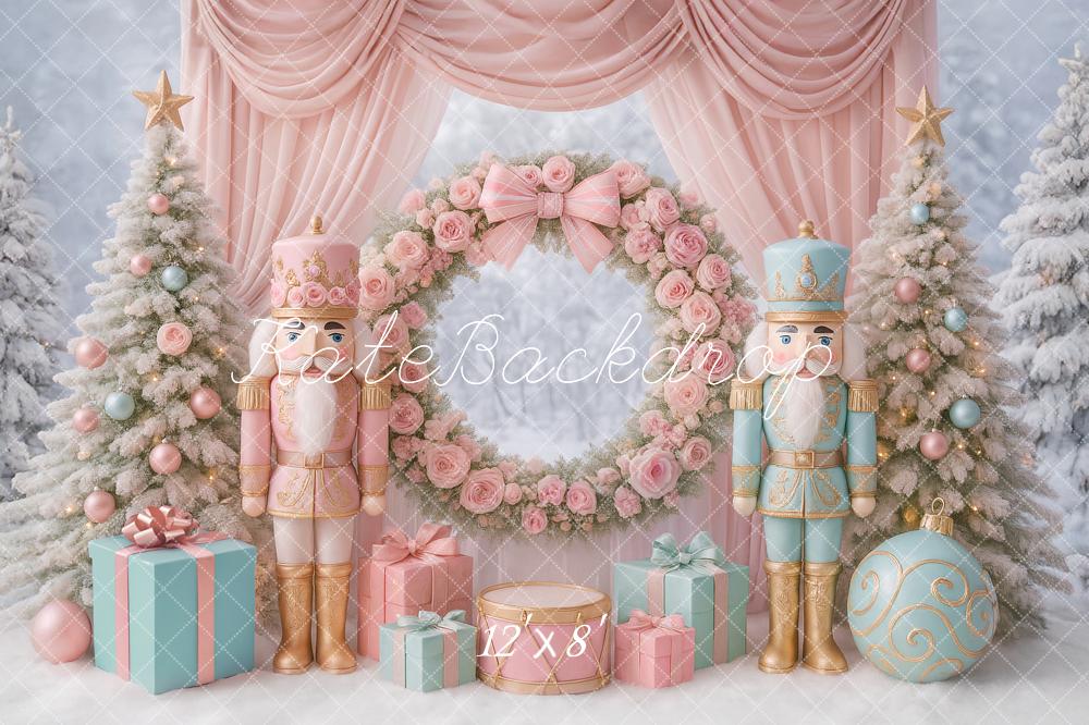 Kate Pink Christmas Nutcracker Fleece Backdrop Designed by Patty Roberts - Kate Backdrop AU