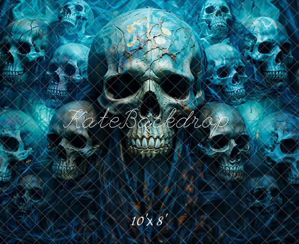 Kate Halloween Skulls Smoke Night Backdrop Designed by Chain
