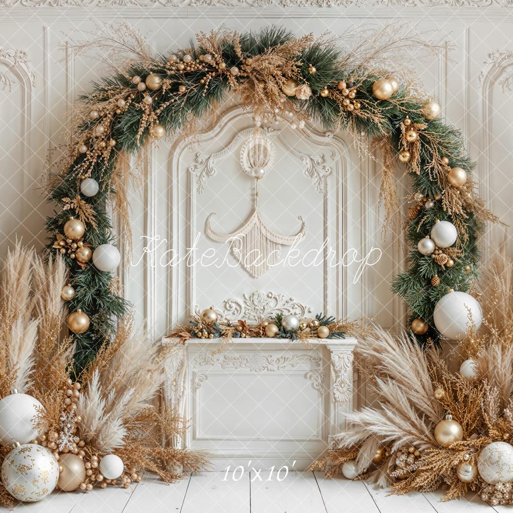 Kate Christmas Arch Pampas Grass White Backdrop Designed by Emetselch - Kate Backdrop AU