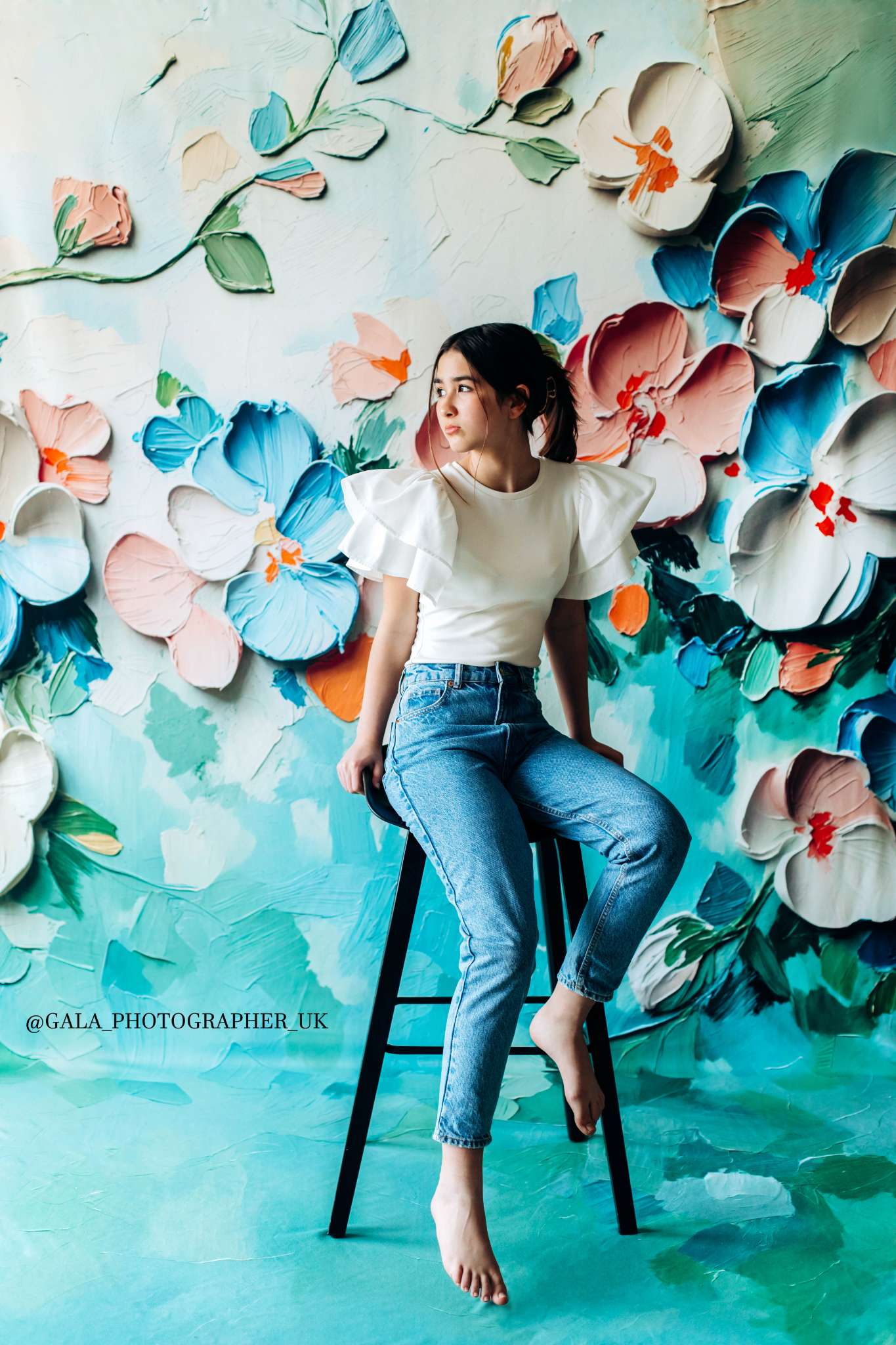 Kate Fleece Green Fine Art Flowers Backdrop Designed by GQ