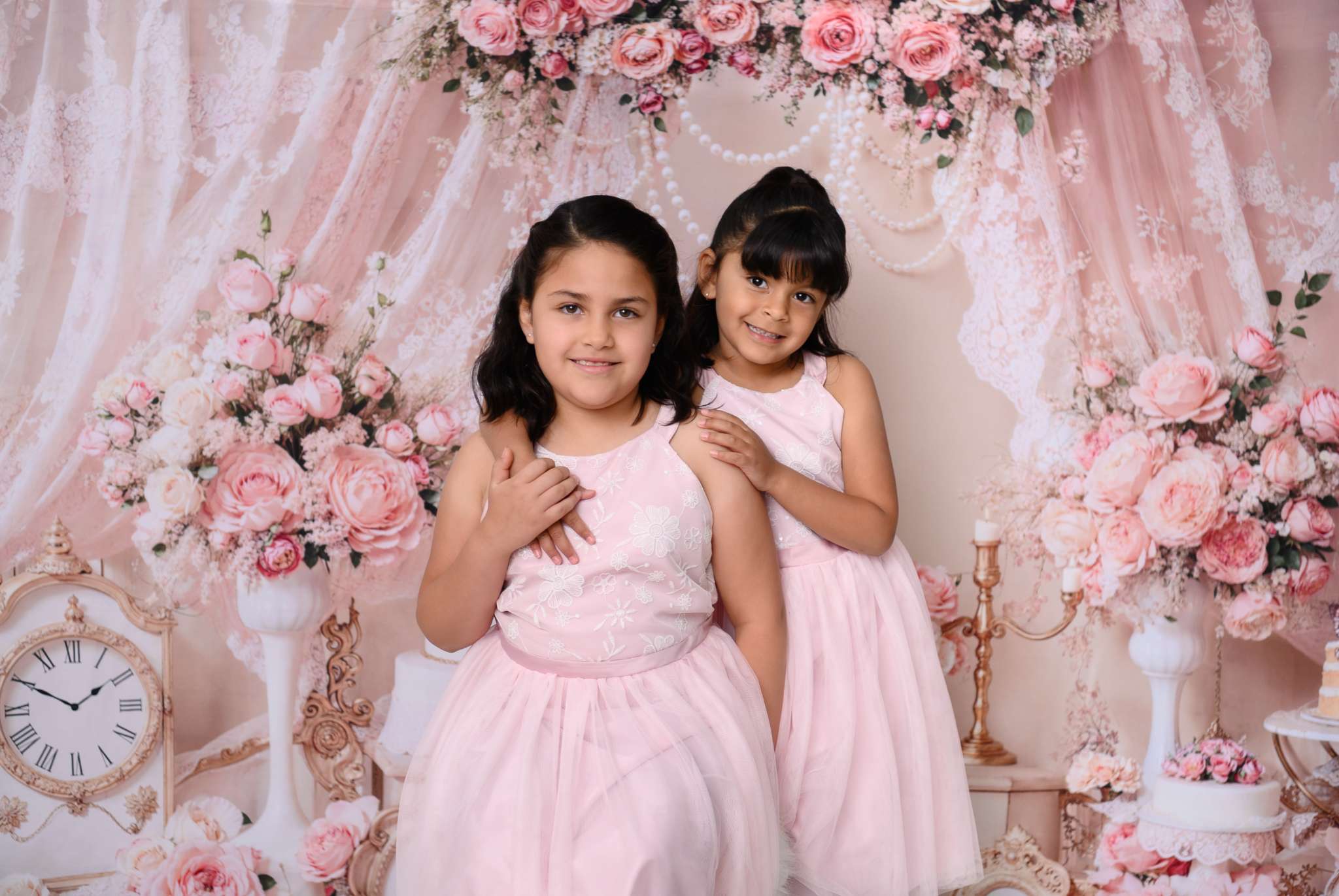 Kate Elegant Pink Floral Lace Birdcage Backdrop Designed by Emetselch