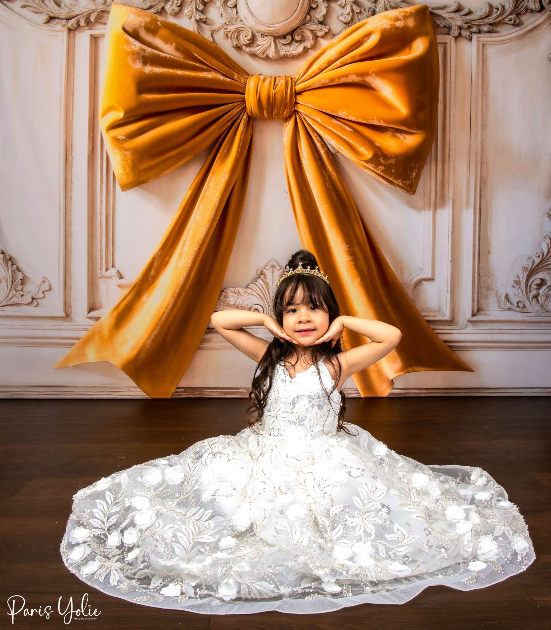 Kate Yellow Bow Vintage Wall Backdrop Designed by Emetselch - Kate Backdrop AU