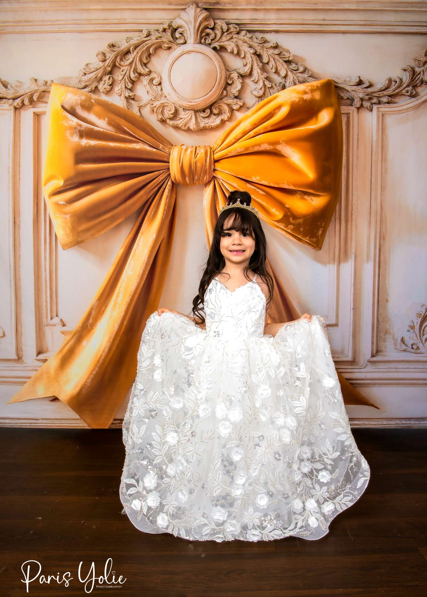 Kate Yellow Bow Vintage Wall Backdrop Designed by Emetselch - Kate Backdrop AU