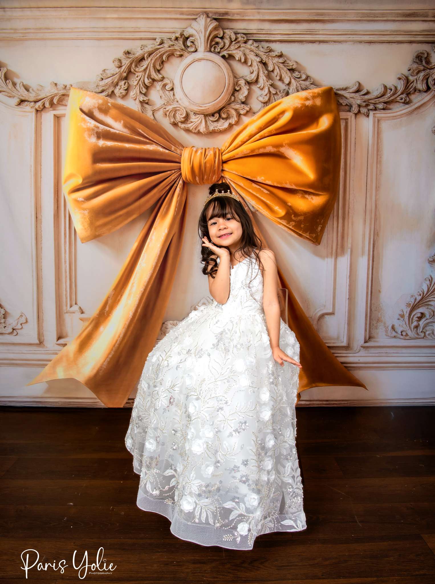 Kate Yellow Bow Vintage Wall Backdrop Designed by Emetselch - Kate Backdrop AU