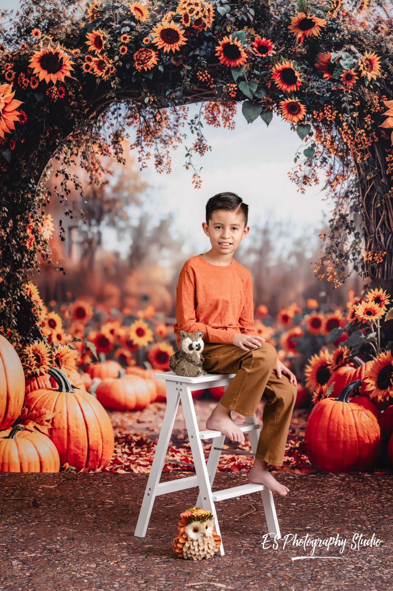 Kate Fleece Autumn Arch Pumpkin Backdrop Designed by Emetselch - Kate Backdrop AU