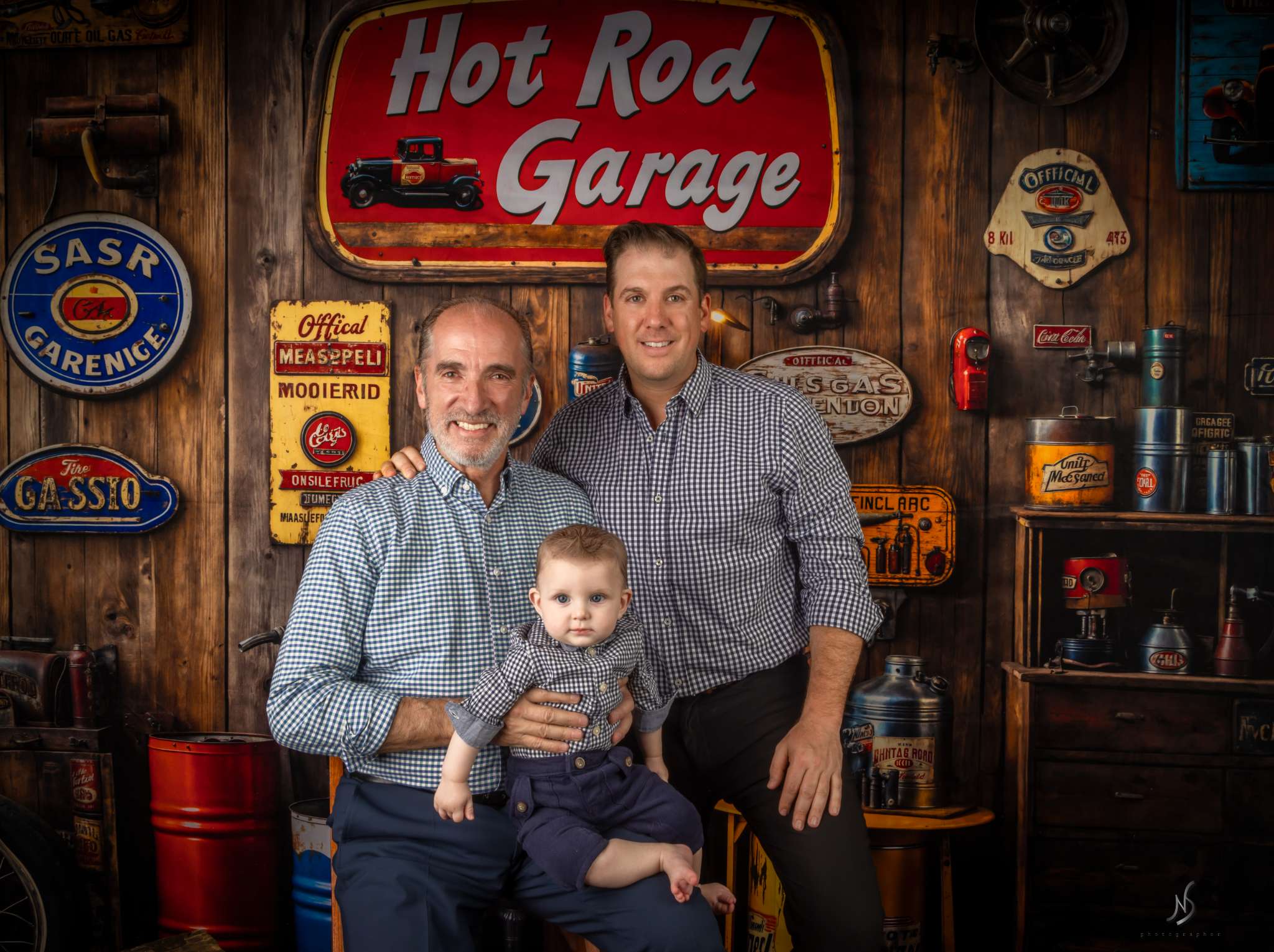 Kate Vintage Garage Wooden Wall Backdrop Designed by Emetselch