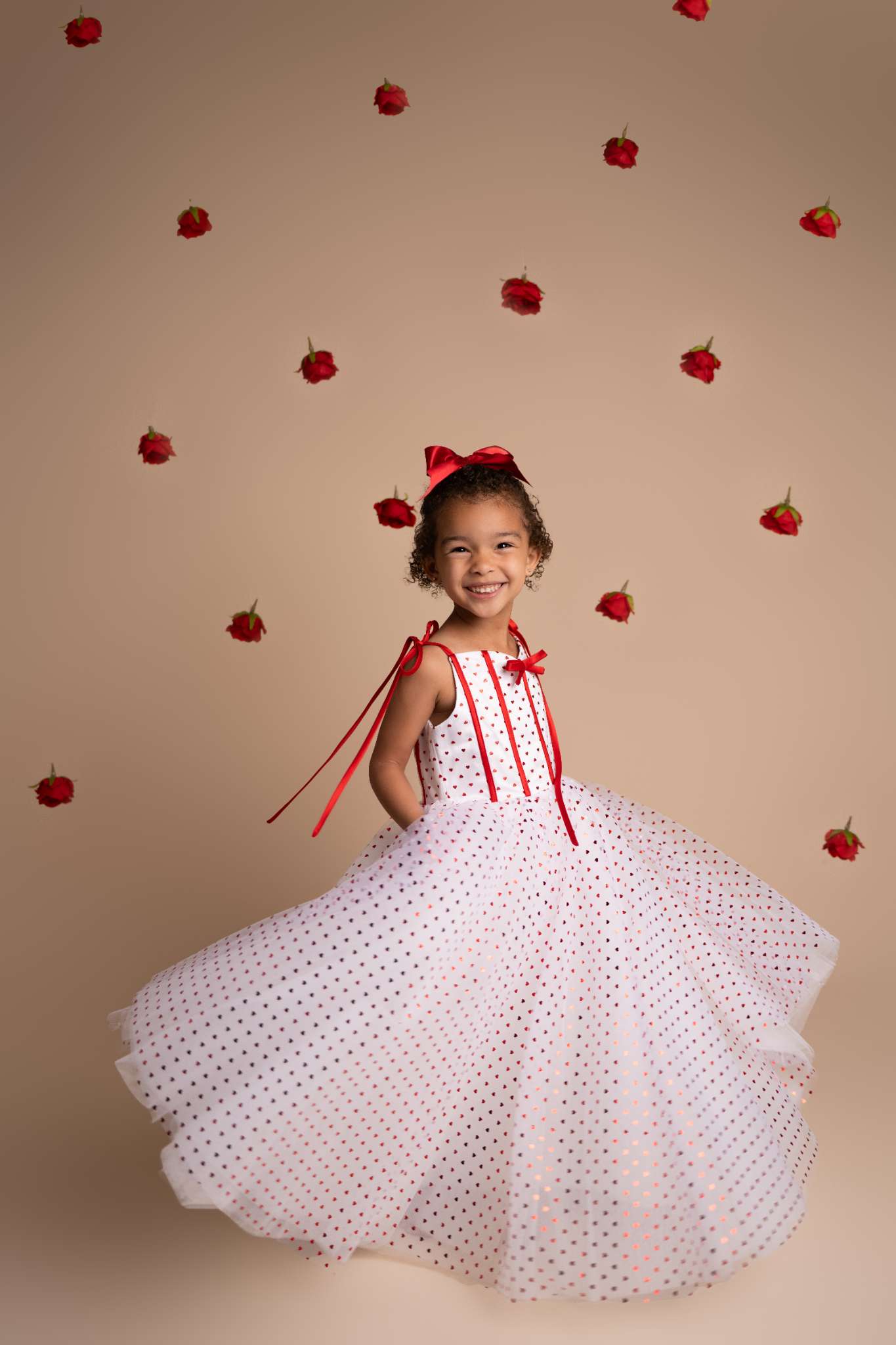 Kate Valentine's Day Heart Sequin Bow Kids Dress for Photography - Kate Backdrop AU