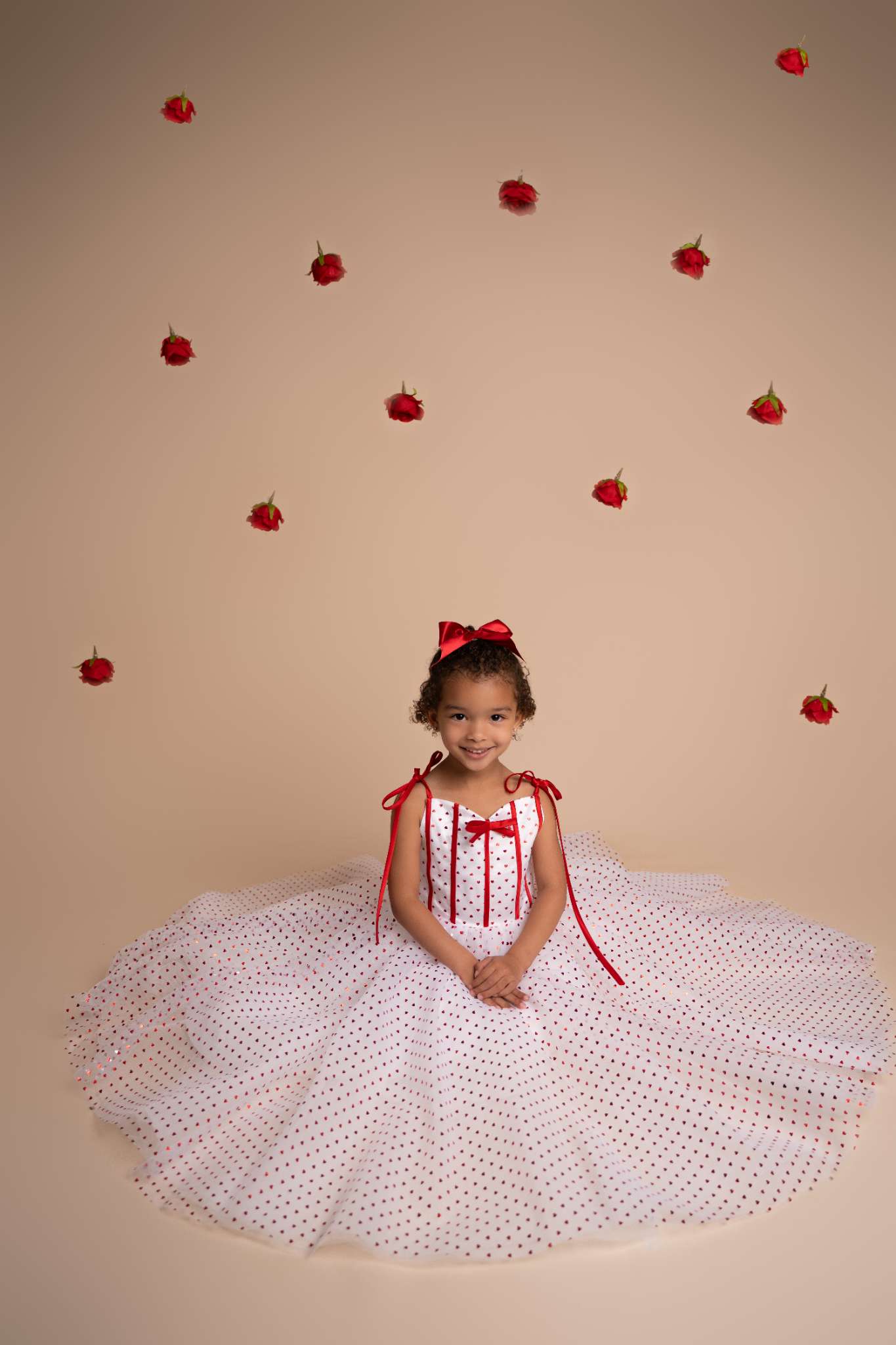 Kate Valentine's Day Heart Sequin Bow Kids Dress for Photography - Kate Backdrop AU