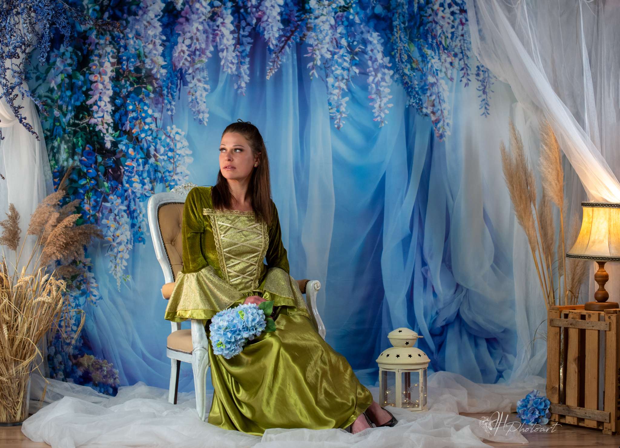 Kate Spring Blue Flowers Curtain Backdrop Designed by Emetselch - Kate Backdrop AU