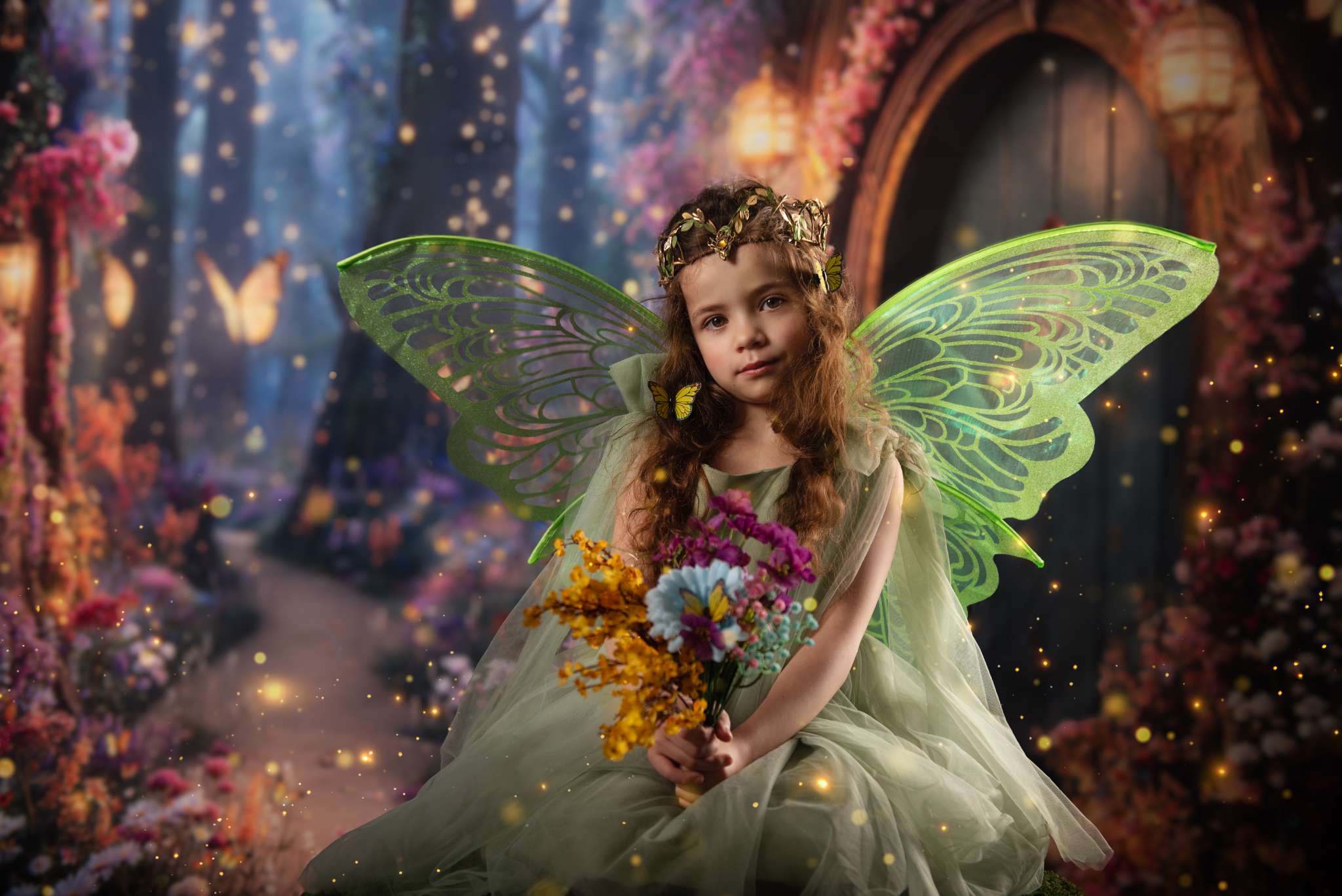 AUSALE Kate Sweep Fairy Fantasy Forest Flowers Backdrop Designed by Chain