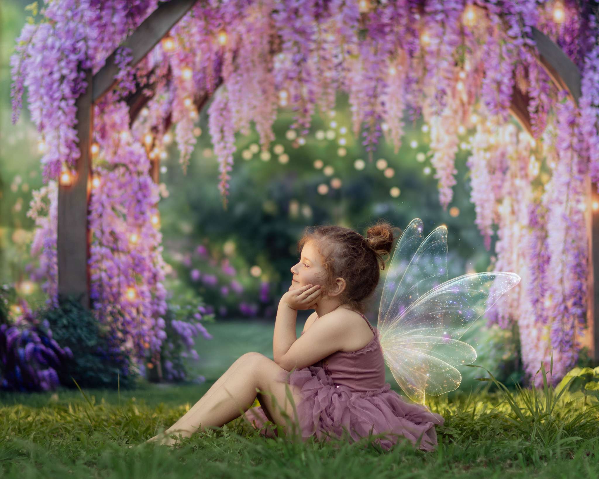 Kate Wisteria Flower Arch Garden Lights Backdrop Designed by Kate Image - Kate Backdrop AU