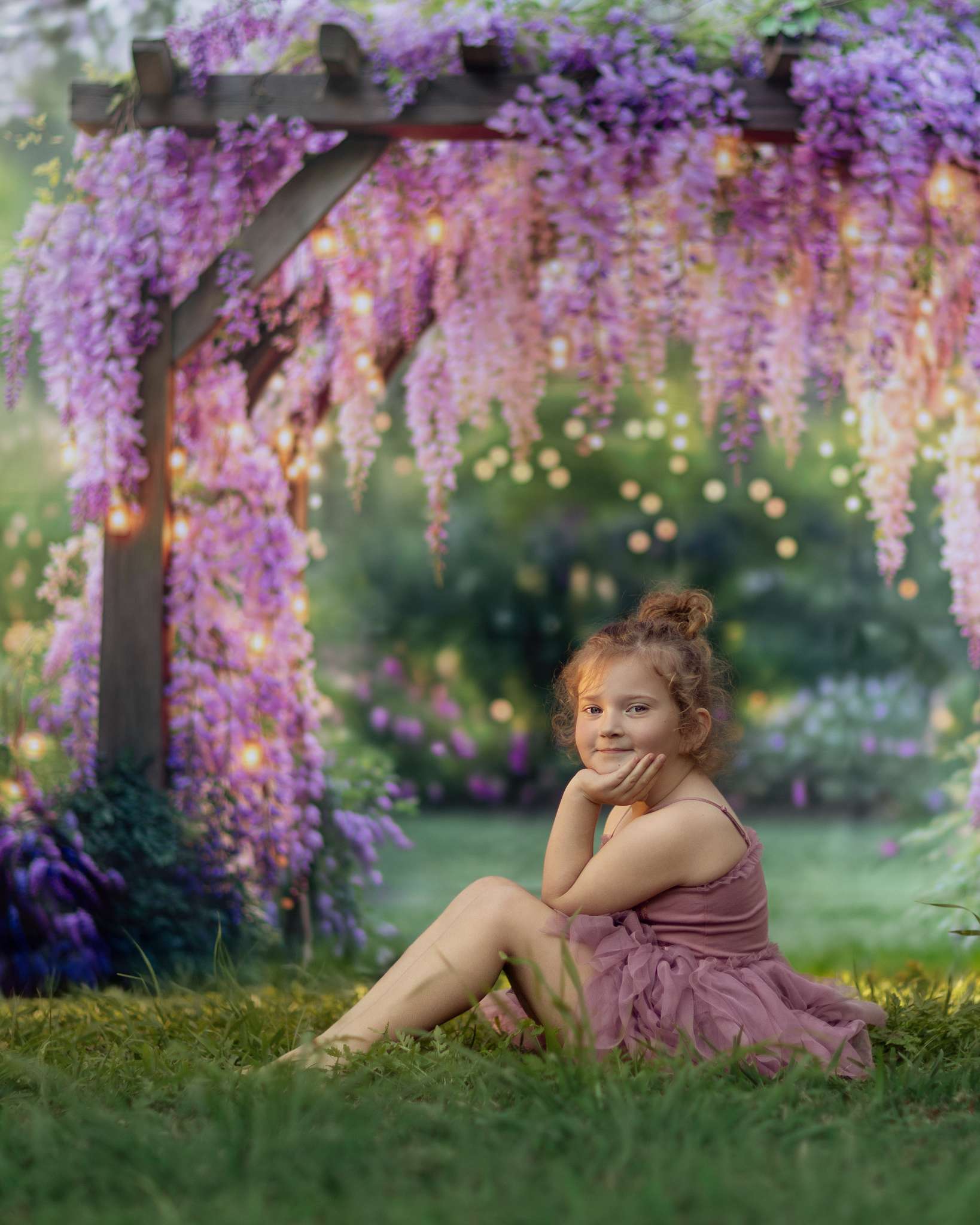 Kate Wisteria Flower Arch Garden Lights Backdrop Designed by Kate Image - Kate Backdrop AU