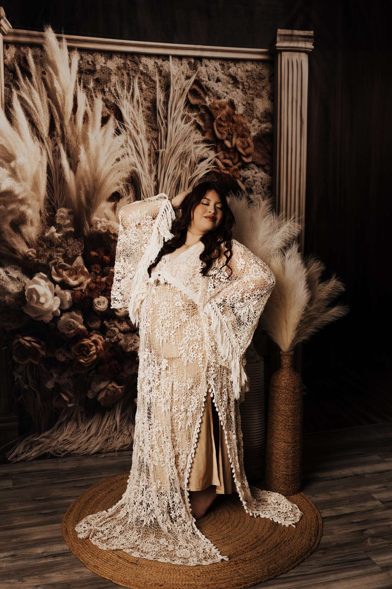 Kate Boho Dried Florals Tapestry Backdrop Designed by Mandy Ringe Photography