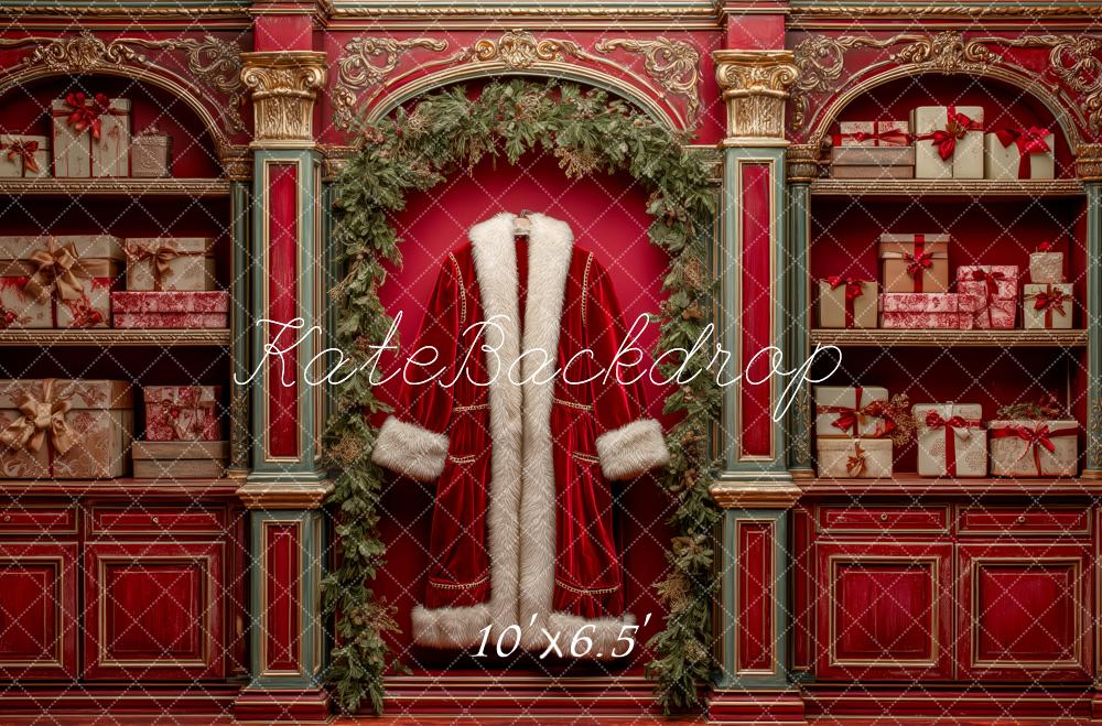 Kate Christmas Santa Coat Red Backdrop Designed by Patty Roberts - Kate Backdrop AU