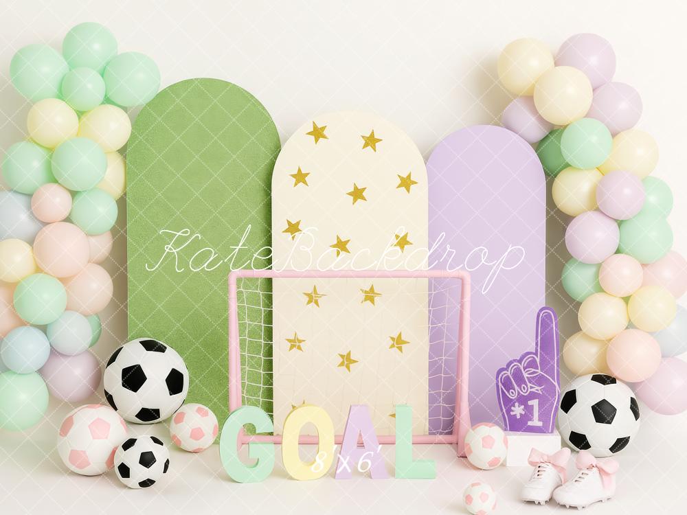 15% OFF Kate Soccer Balloons Goal Stars Pastel Backdrop Designed by Patty Roberts - Kate Backdrop AU