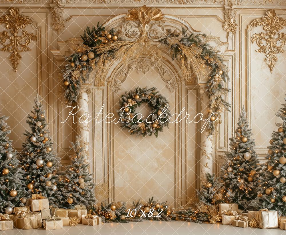 Kate Christmas Gold Archway Trees Backdrop Designed by Patty Roberts - Kate Backdrop AU