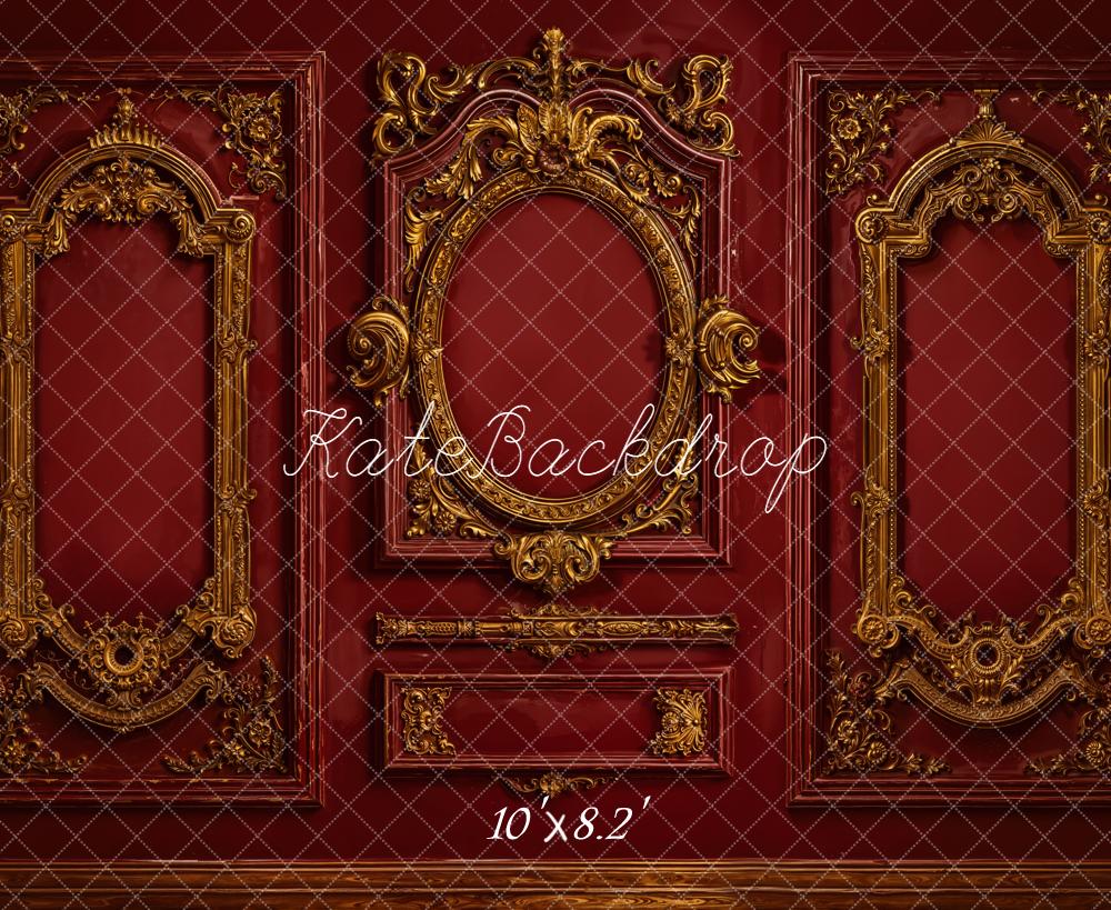 Lightning Deals-C1 Kate Vintage Ornate Gold Red Wall Backdrop Designed by Emetselch