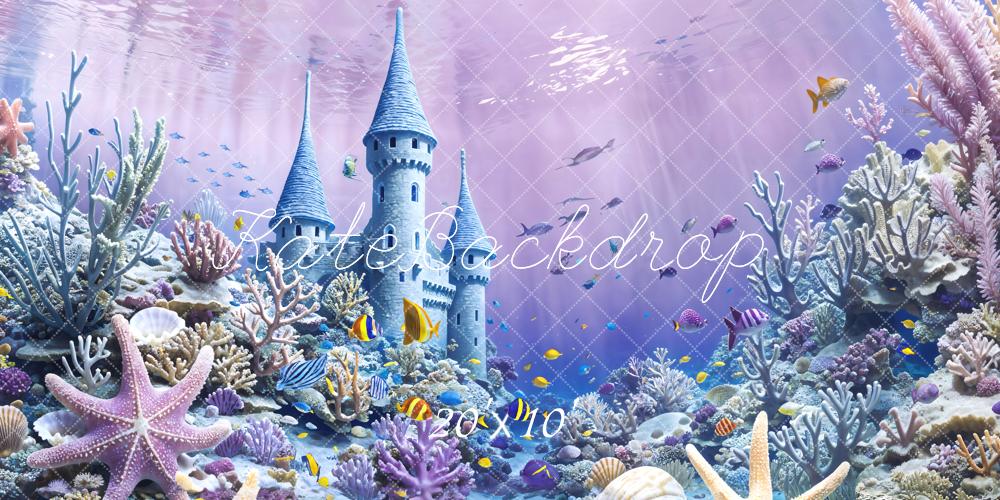 Kate Mermaid Underwater Castle Coral Starfish Backdrop Designed by Emetselch