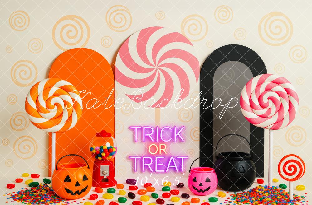 Kate Halloween Lollipops Candy Pumpkins Backdrop Designed by Patty Roberts - Kate Backdrop AU