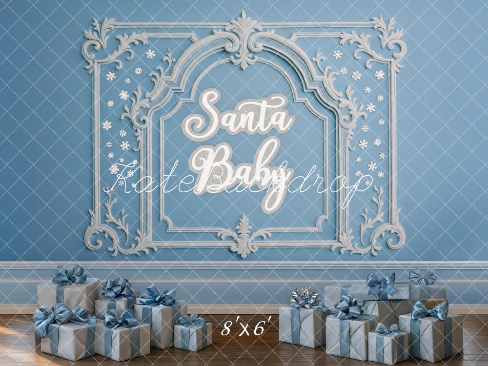 Kate Christmas Blue Wall Backdrop Designed by Mini MakeBelieve
