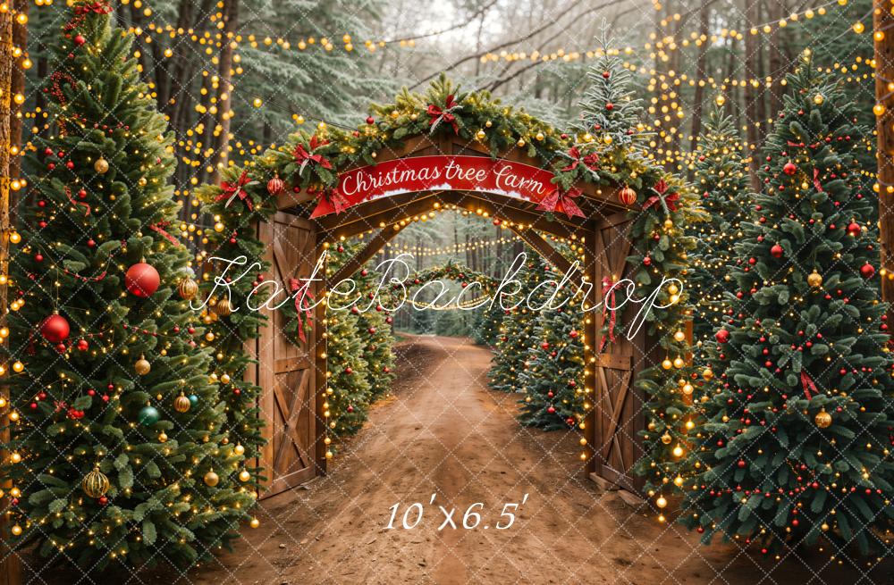 Kate Christmas Tree Farm Arch Backdrop Designed by Emetselch - Kate Backdrop AU