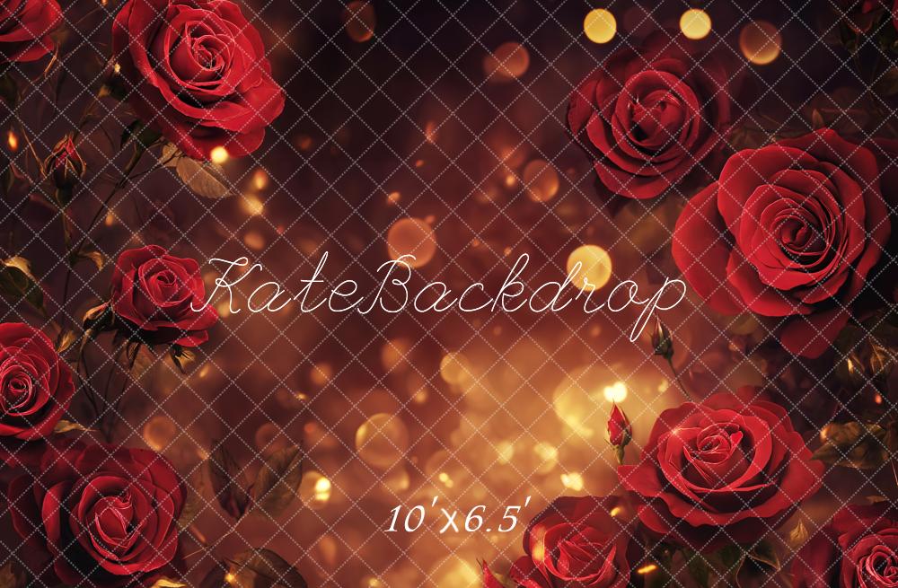 Kate Red Roses Bokeh Valentine's Day Backdrop Designed by Emetselch