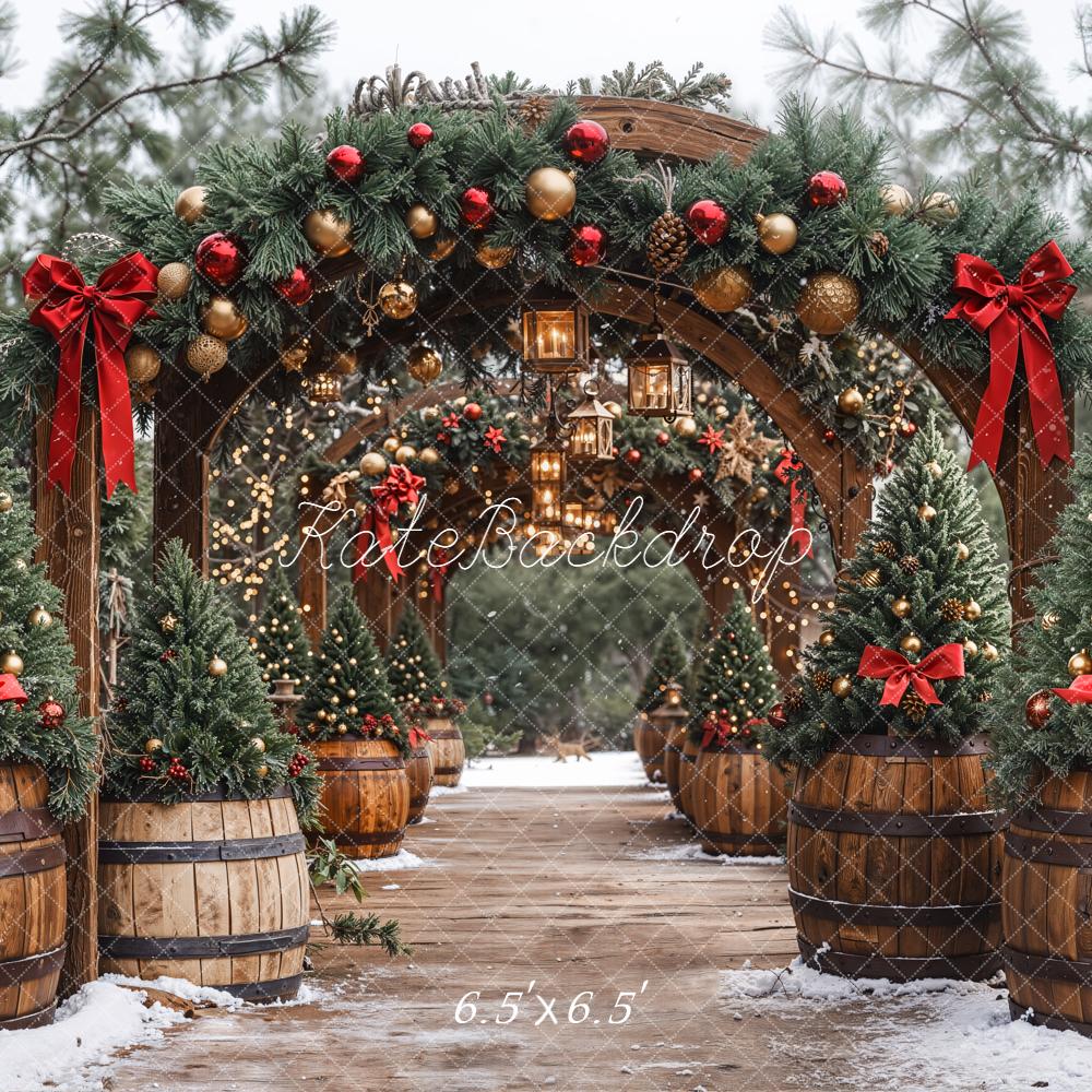 Kate Christmas Arch Pine Trees Backdrop Designed by Emetselch - Kate Backdrop AU
