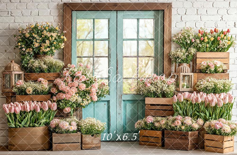 Kate Flower Brick Wall Door Backdrop Designed by Emetselch