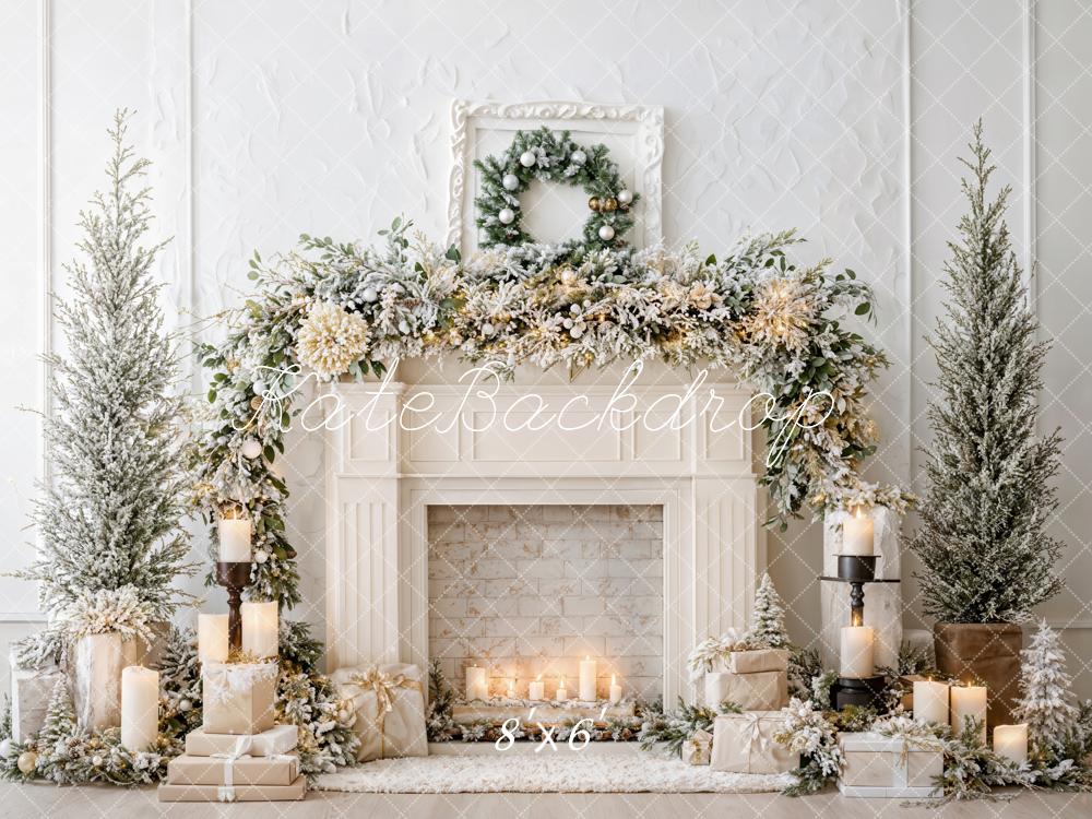 Kate Christmas Fireplace Garland Backdrop Designed by Emetselch - Kate Backdrop AU