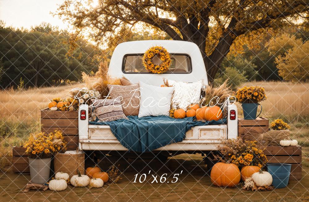 Kate Fall Truck Pumpkins Flowers Backdrop Designed by Chain