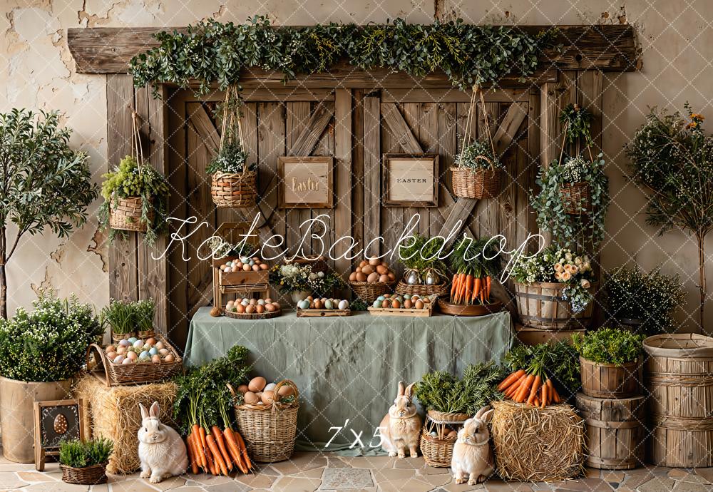 Kate Easter Bunny Eggs Carrots Barn Backdrop Designed by Emetselch