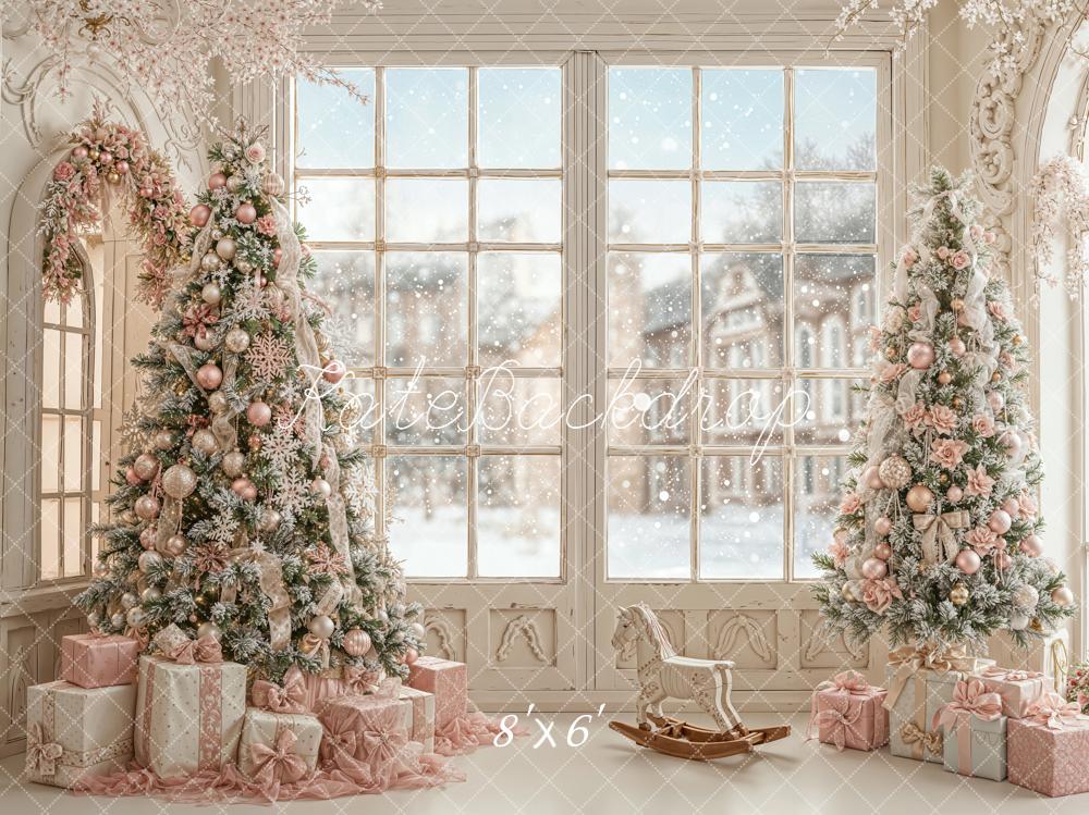 Kate Christmas Trees Presents Window Backdrop Designed by Emetselch - Kate Backdrop AU