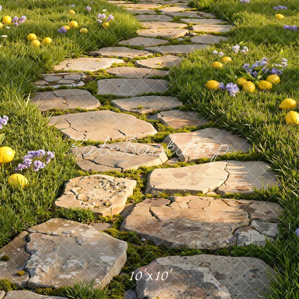 Kate Stone Path Lemons Grass Backdrop Designed by Emetselch