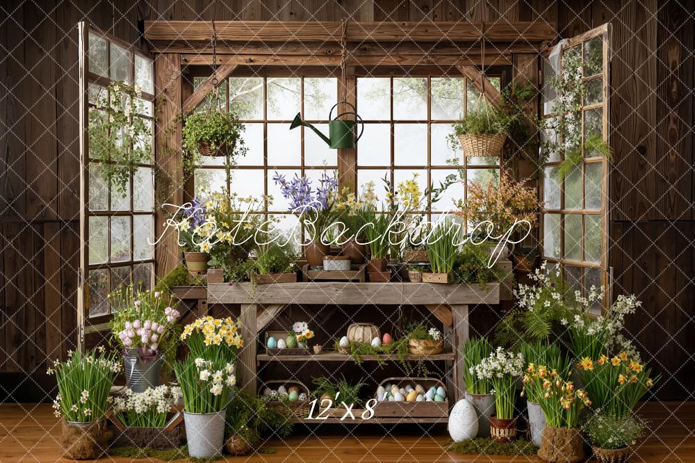 Kate Easter Eggs Flower Pots Windows Backdrop Designed by Emetselch