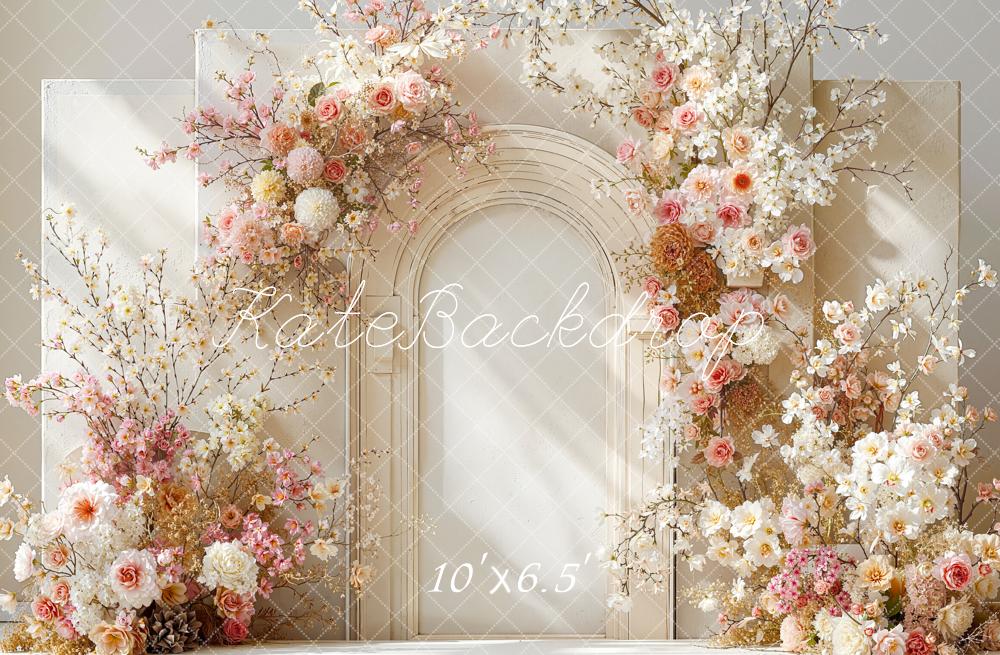 Kate Spring Flower Arch Cream Floral Backdrop Designed by Emetselch