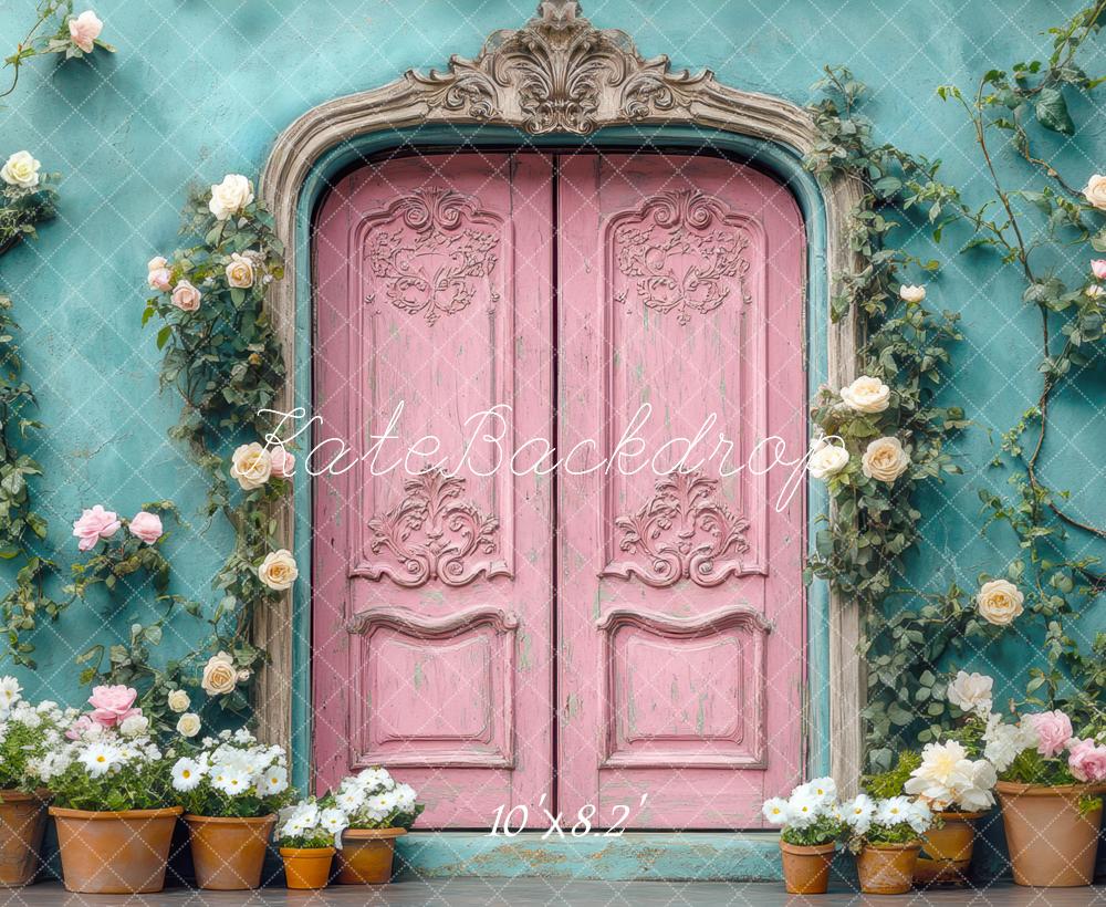 Kate Pink Vintage Door Spring Backdrop Designed by Mini MakeBelieve - Kate Backdrop AU