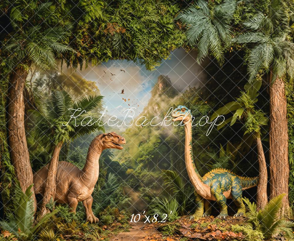 Kate Dinosaur Forest Trees Green Backdrop Designed by Emetselch - Kate Backdrop AU