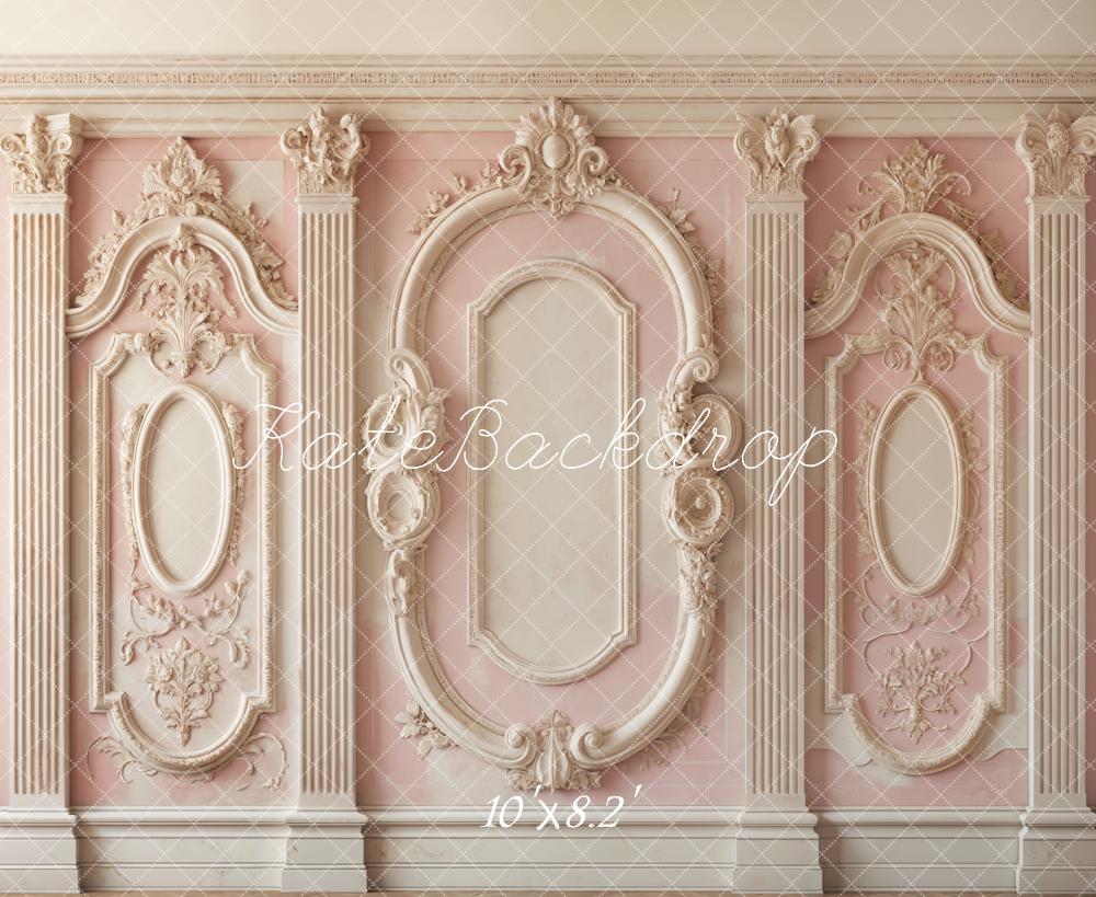 Kate Pink Vintage Wall Ornate Backdrop Designed by Emetselch - Kate Backdrop AU