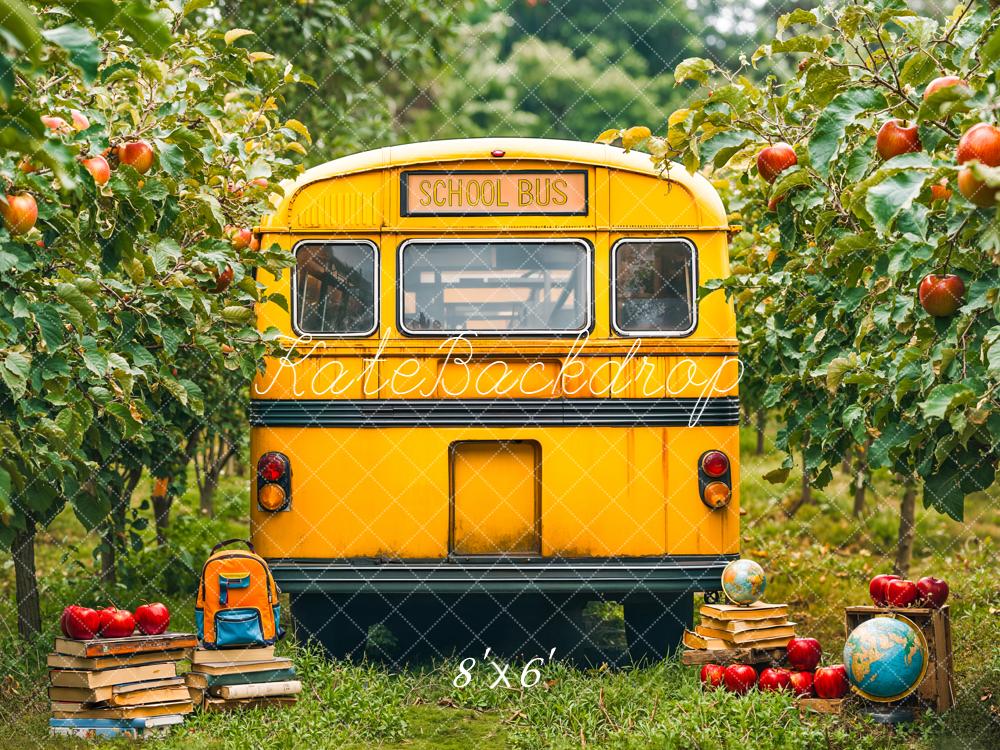 Kate Back To School Bus Apple Orchard Backdrop Designed by Emetselch - Kate Backdrop AU